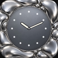 Mercury: analoges Uhr-Widget mit skulpturalem Silberrahmen
