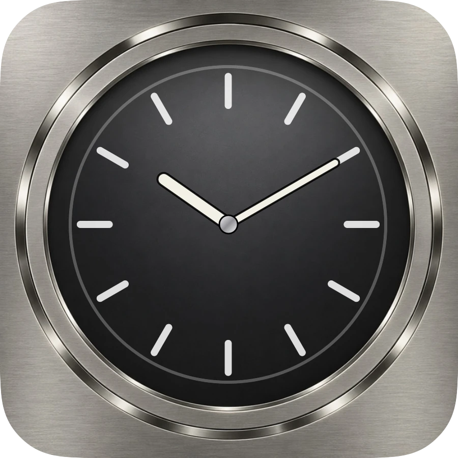 Porthole: metallisches Uhr-Widget mit analogem Zifferblatt